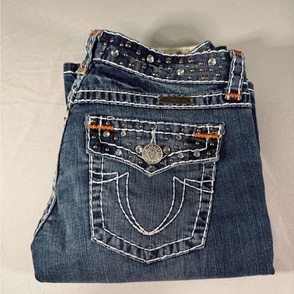LA Idol Bootcut Bling‎ Rhinestone Jeans Size 9 Y2K Glam